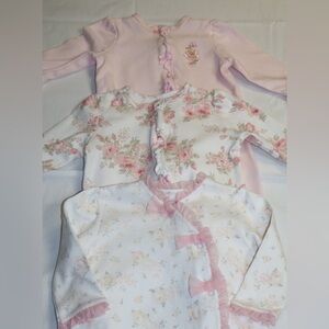 Little Me Pink and White Floral Footies Set